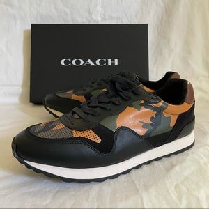 NWB COACH Tangerine Camo Leather Sneakers